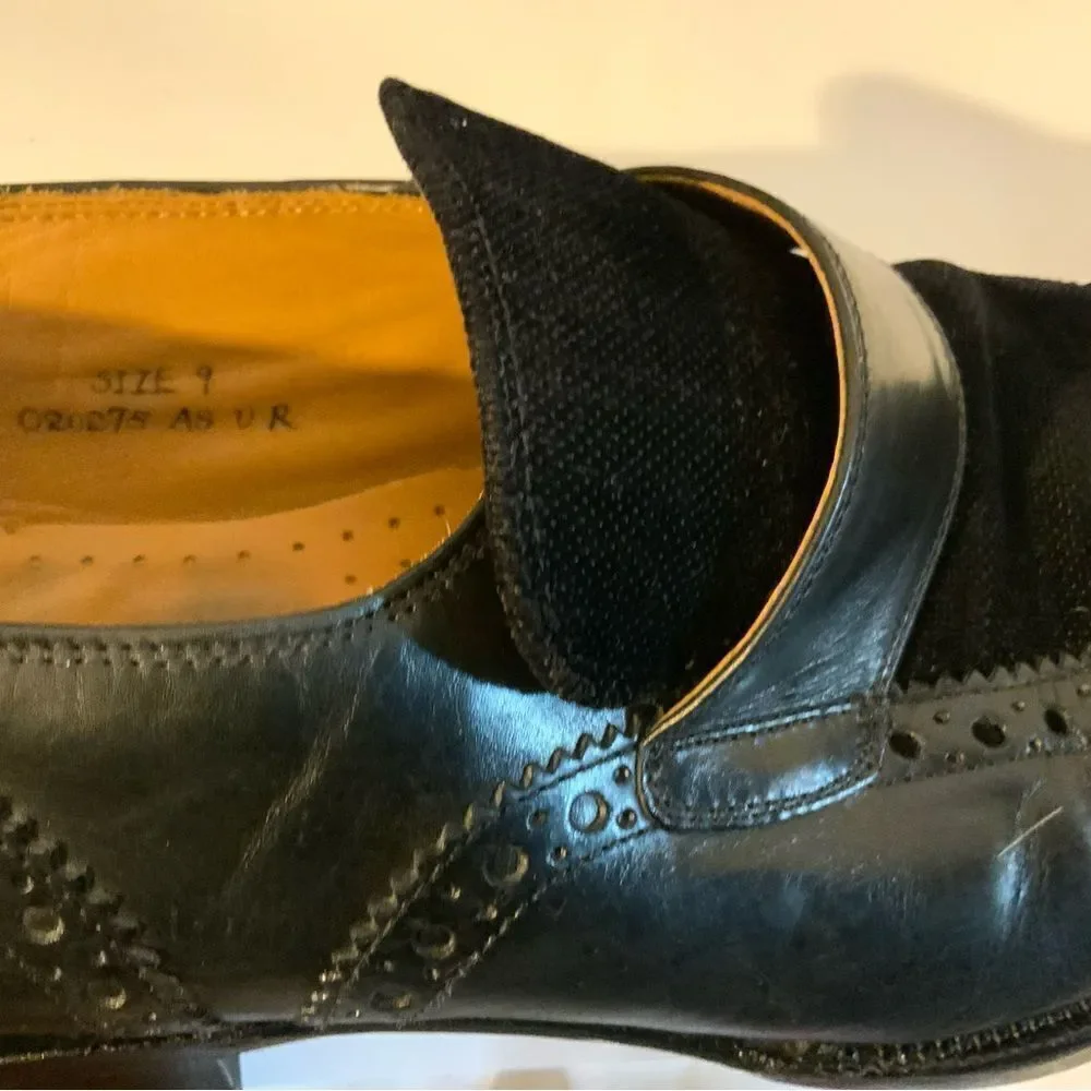 Kenneth Cole Size 9 M Black  Leather Slip On Wingtip Loafer Dress Mens Shoes
